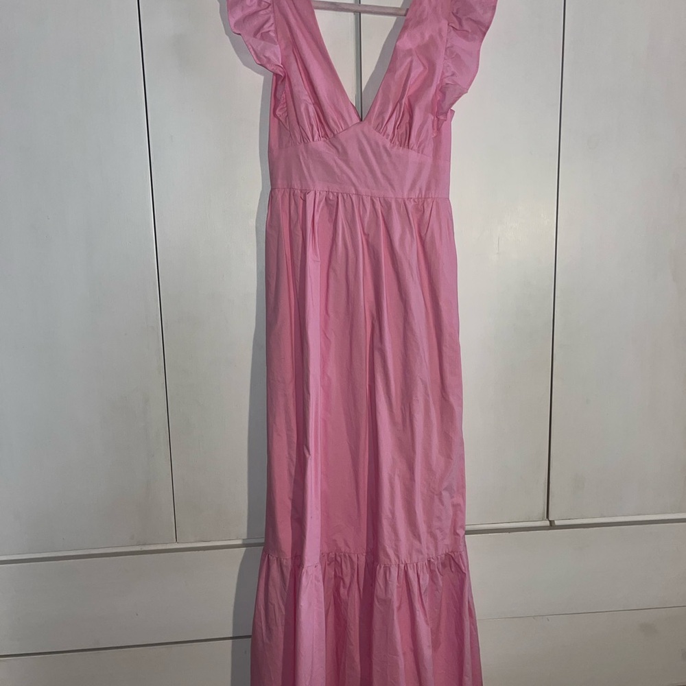 Skies Are Blue Dress | Ruffled | Tie Back | Pink